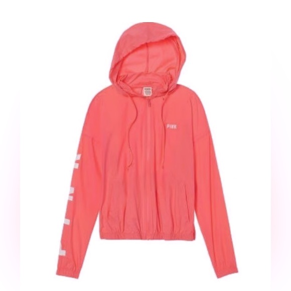 PINK Victoria's Secret Jackets & Blazers - Victoria's Secret Pink Anorak / Windbreaker PINK & WHITE NWOT Sz.S MSRP: $98.00